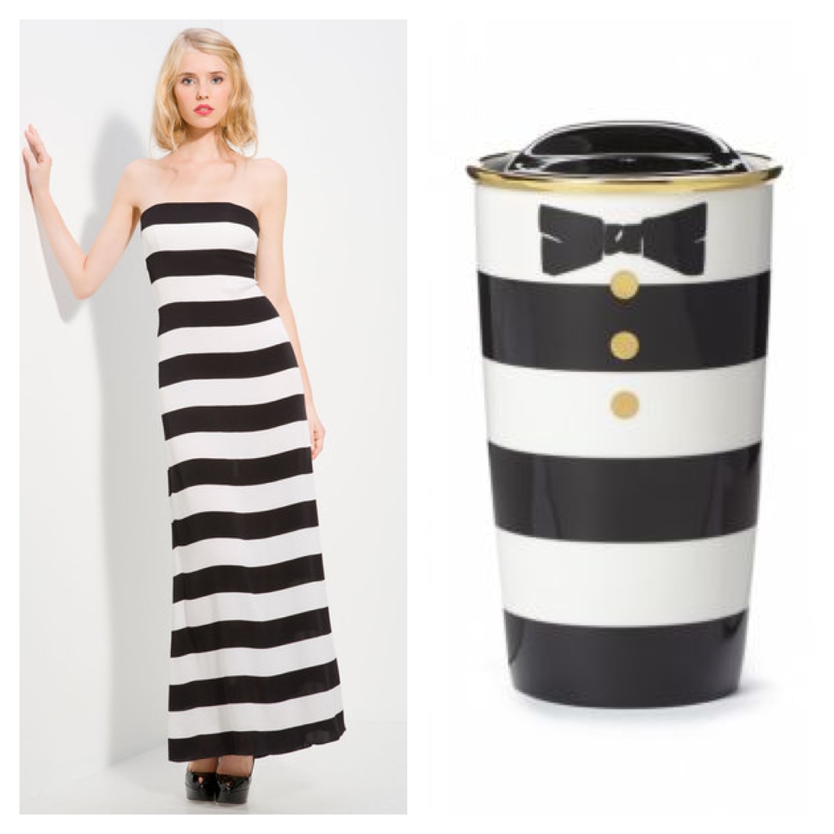 alice + olivia Starbucks dress black and white split