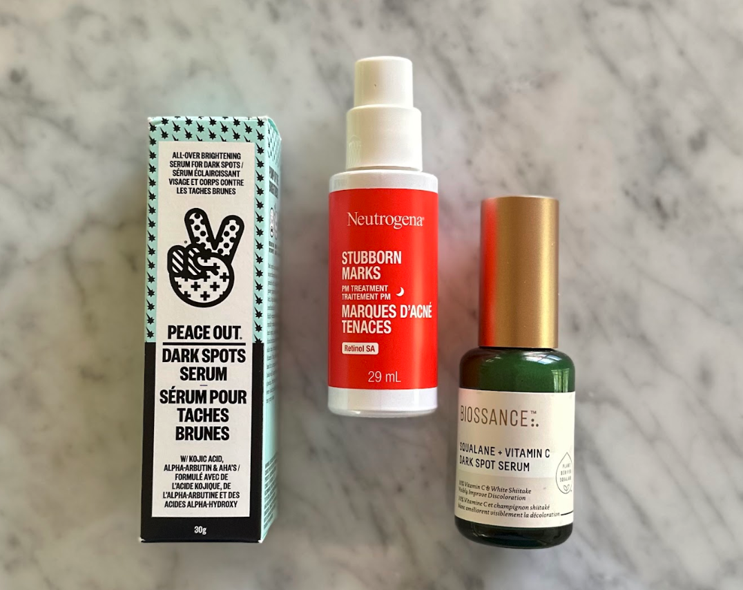 Say Goodbye to Dark Spots with Biossance, Neutrogena, and Peace Out A Review of Three, Top Dark Spot Serums